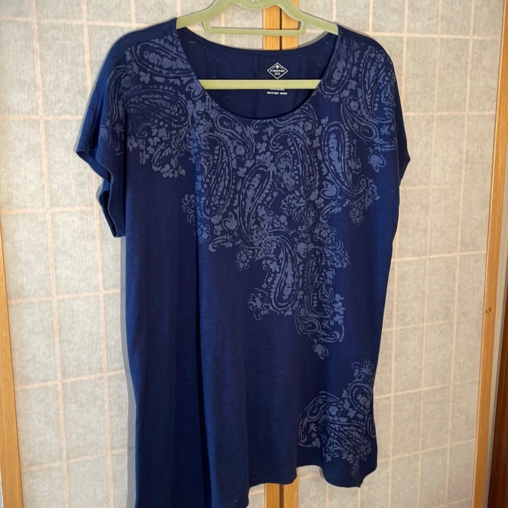 St. John’s Bay Dark Blue Paisley Printed Tee